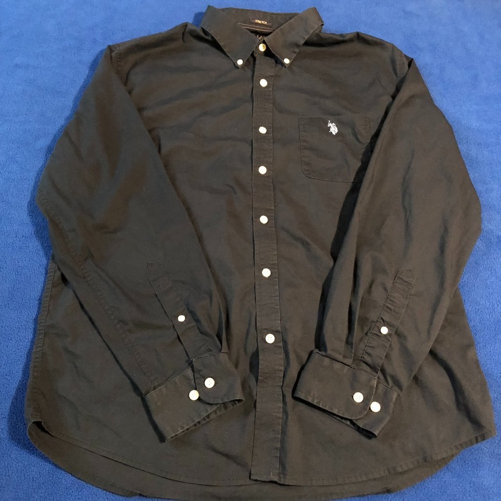 U.S. Polo Assn. Stretch Navy Button Down Long Sleeve Pocket Men's Size XL